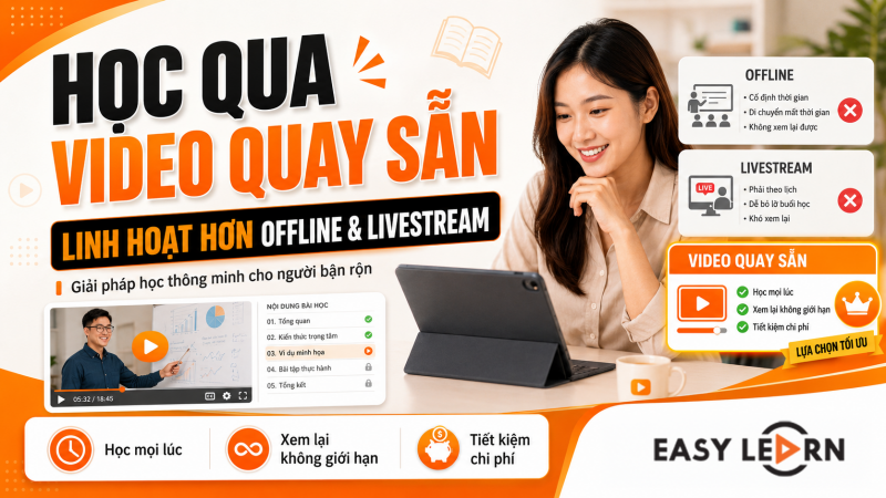 Học qua video quay sẵn: Giải pháp linh hoạt hơn cả học offline và học online truyền thống