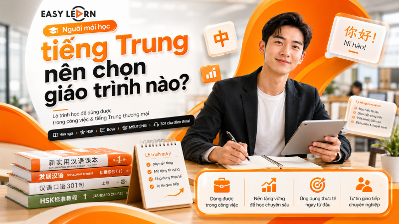 Người mới học tiếng Trung nên chọn giáo trình nào nếu mục tiêu là dùng được trong công việc và tiếng Trung thương mại?